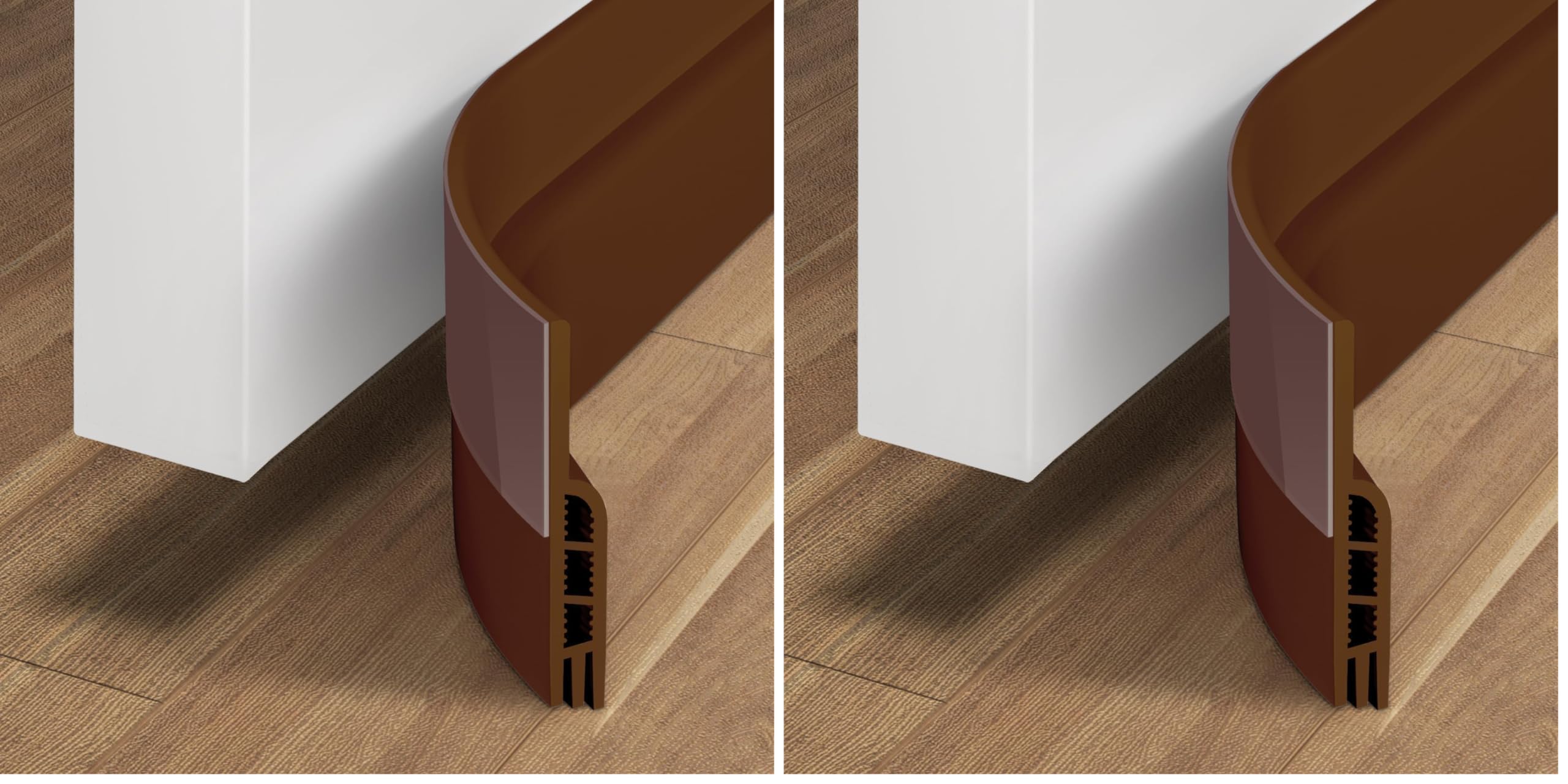 Holikme Door Draft Stopper Under Door Draft Blocker Insulator Doors Sweep Weather Stripping Noise Stopper Strong Adhesive, Brown (Pack of 2)