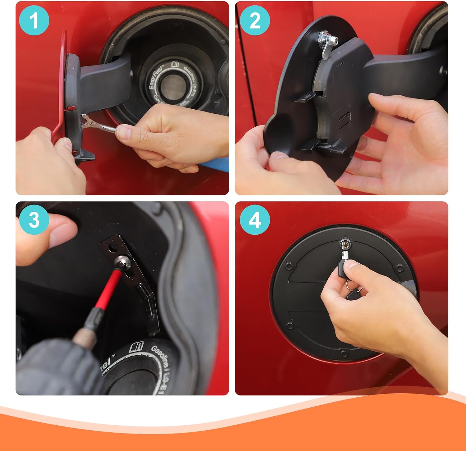 JeCar Matte Black Locking Gas Cap Exterior Cover for Ford F150 2015-2020