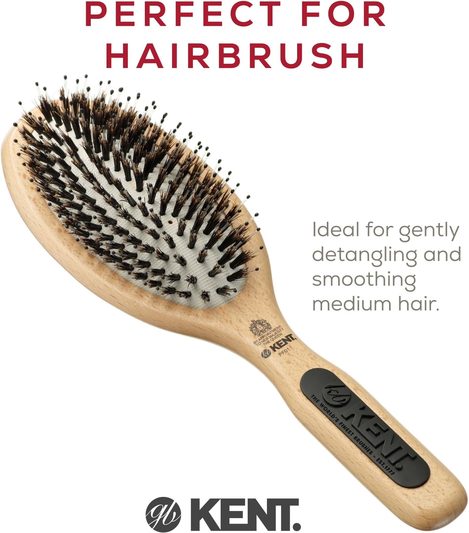 Kent Natural Shine Large Cushion Porcupine and Bristle Hairbrush
