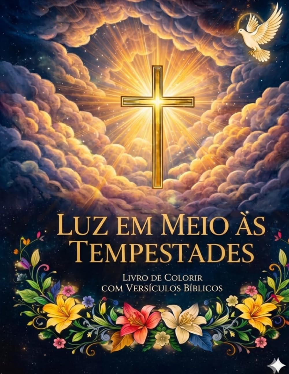 Livro de Colorir Cristão – Luz em Meio às Tempestades: Desenhos Bíblicos Inspiradores para Colorir com Mensagens de Fé, Esperança e Relaxamento para Crianças e Adultos