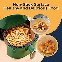 Vista 4 de Forro de papel desechable para freidora de aire, 50 piezas de papel pergamino antiadherente para freidora de aire, Lodgisity a prueba de agua