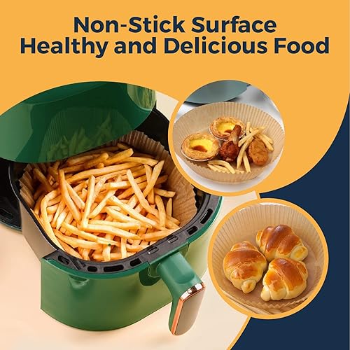 Miniatura 4 de Forro de papel desechable para freidora de aire, 50 piezas de papel pergamino antiadherente para freidora de aire, Lodgisity a prueba de agua,