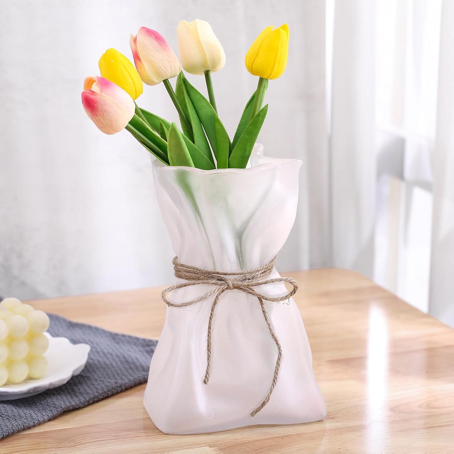 Irregular Frosted Shaped Modern Minimalist Glass Vase - Fashionable Multi-Use Home Decor for Flowers, Centerpiece, Kitchen, Office, Wedding & Holiday