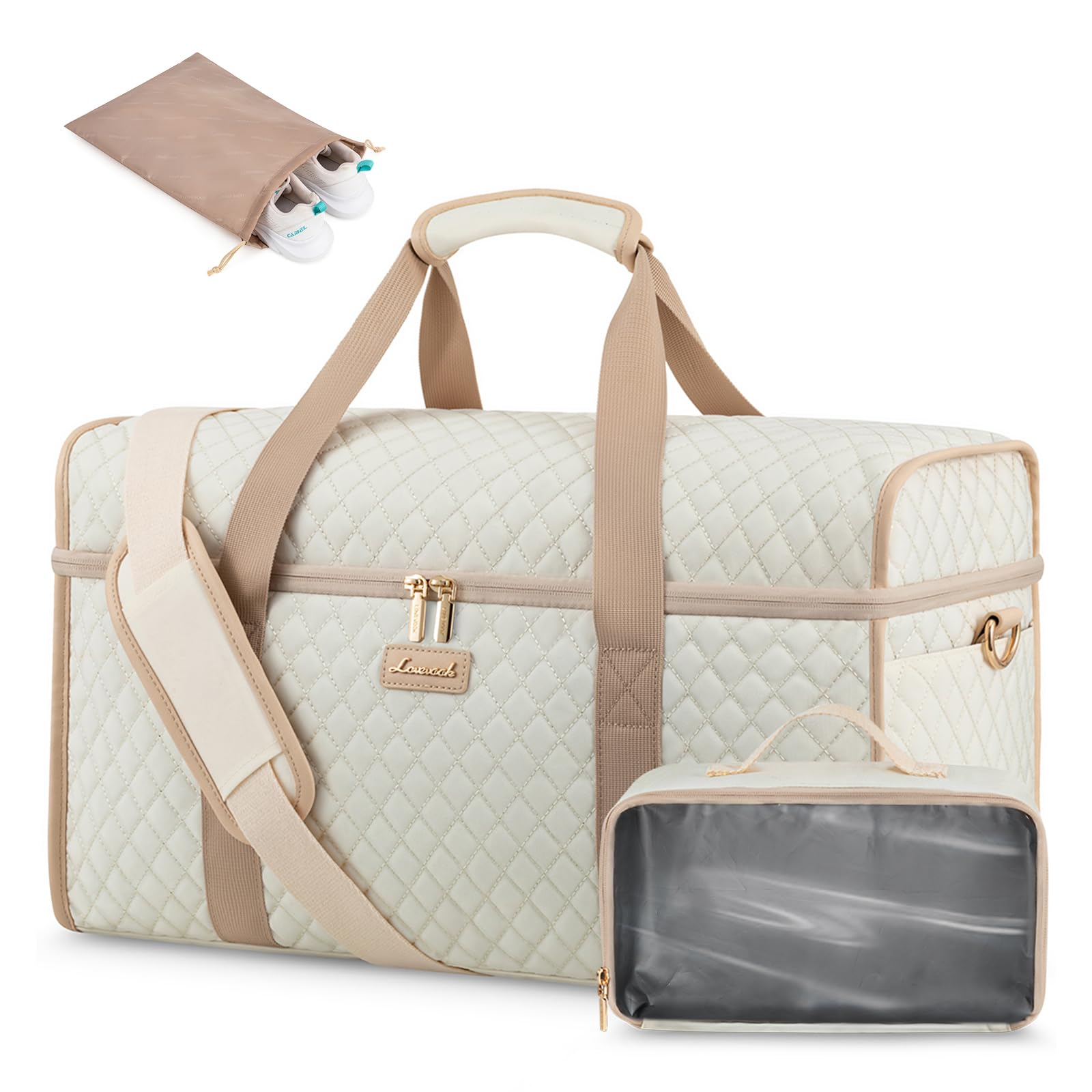 LOVEVOOK Travel Duffle Bag - Weekender & Overnight Bag with Toiletry & Wet Pocket, Carry-On Size, 3pc Set