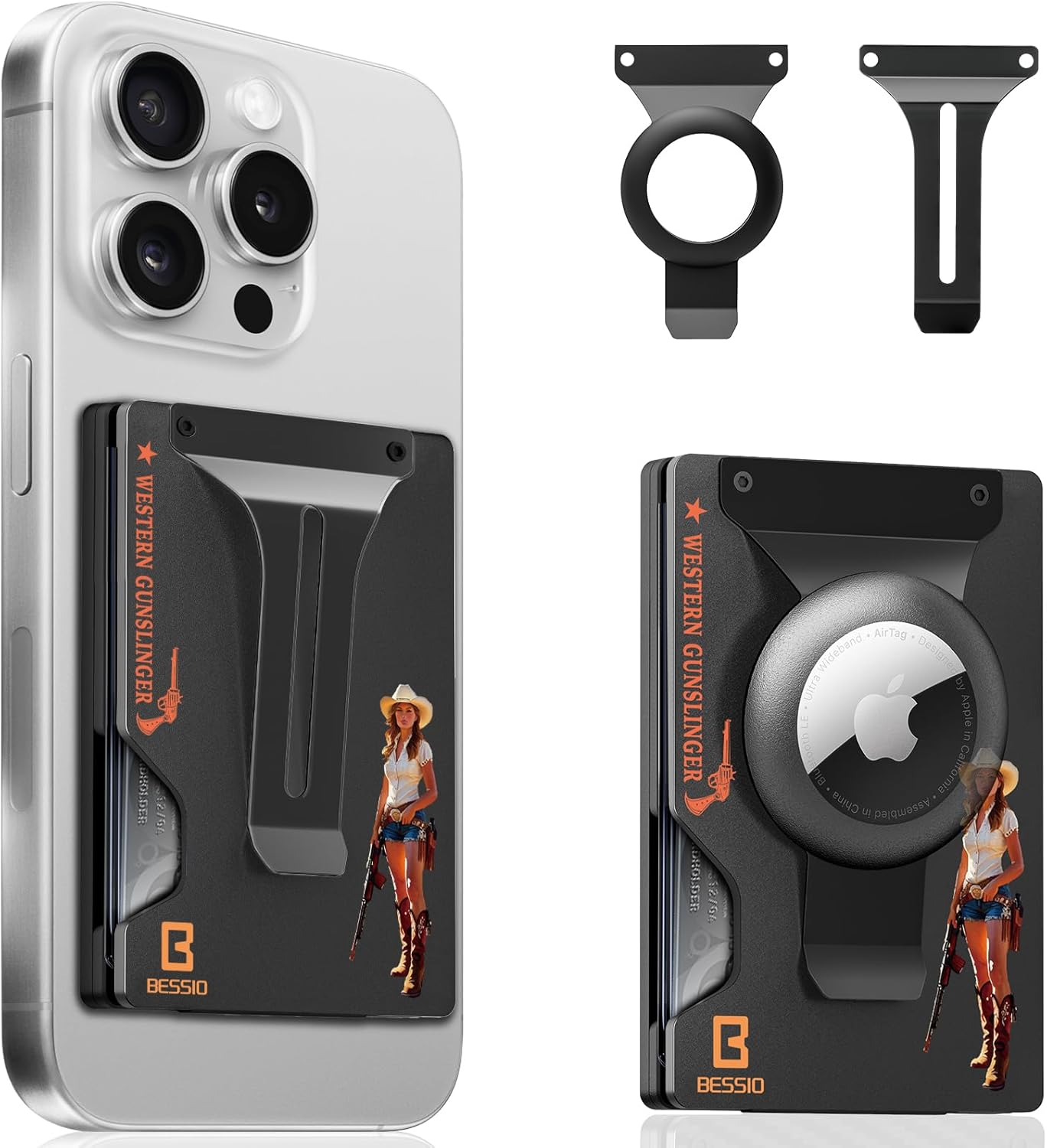 Magnetic Phone Wallet Compatible with Apple MagSafe - Metal Card Holder with AirTag Holder, RFID Blocking & Money Clip Mag Safe Wallet for iPhone 17 16 15 14 13 12 Pro Max/Pro/Plus/Mini