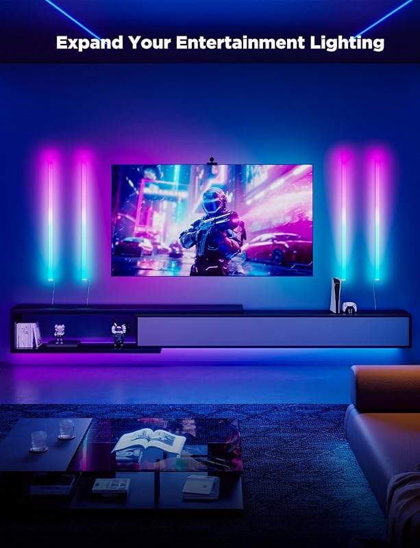 Govee Glide Luces de pared, luz LED RGBIC, luz inteligente para juegos compatible con SmartThings, barra de luces RGB, luces de pared LED para dormitorio, juego de 2 paneles (3 secciones/panel), no flexibles (paquete de 2)