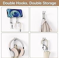 Vista 6 de Pickpiff Ganchos Adhesivos de Pared para Abrigos - Percha de Puerta Resistente de Sujeción, Gancho de Metal para Colgar Toalla, Bolso, Bata, plateado