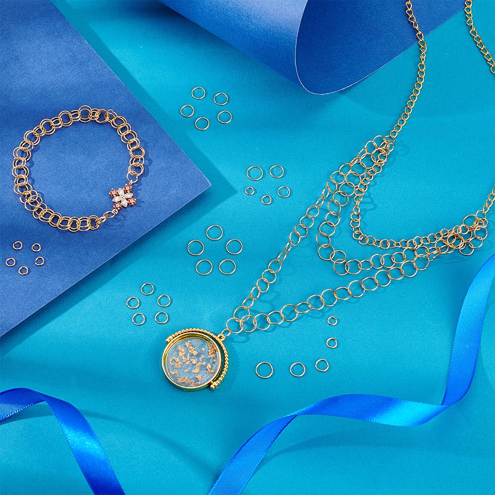 PH PandaHall 500pcs Anelli di Salto Aperti 5 Stili 18K Placcato Oro Connettore Anello 4.5/5/6/7/8mm Piccoli Gioielli Connettori O Ring per Orecchini Collana Bracciale Gioielli Creazione Portachiavi