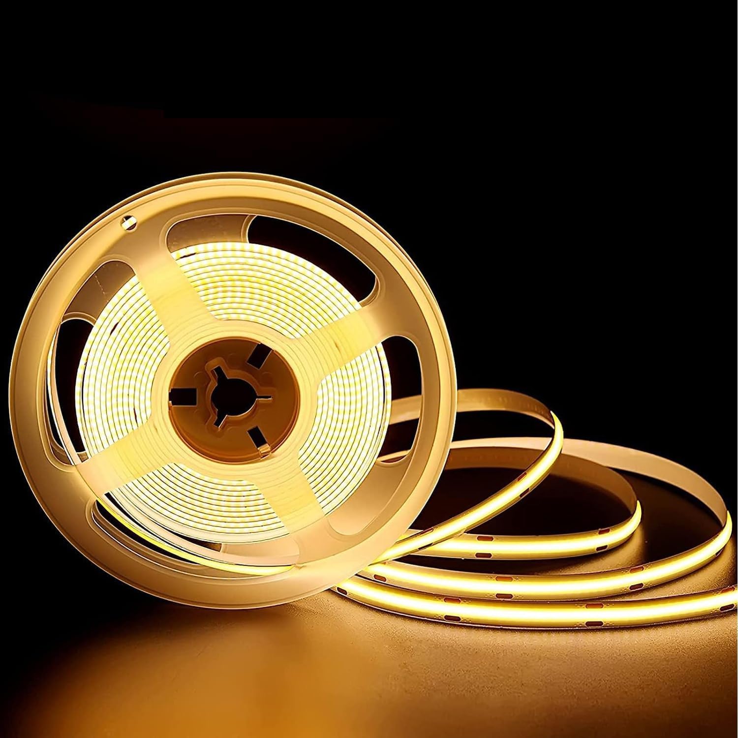 COB Led Strip, 3000K Warm White LED Strip Lights, DC24V 5M 480LEDs/M CRI 90+, Easy DIY Home Decor Installation, Flexible Under Cabinet Tape Light for Bedroom, Home DIY Lighting
