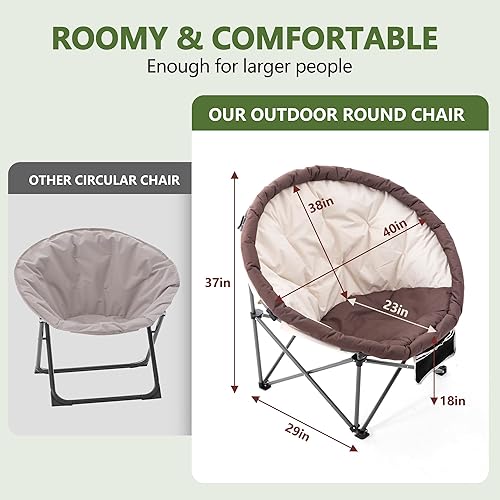 Miniatura 3 de UMINEUX Silla de campamento de gran tamaño, silla de platillo resistente para adultos, capacidad de 350 libras, acolchada, plegable, portátil,