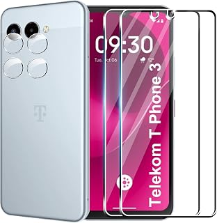 Pellicola per Telekom T Phone 3 Vetro Temperato,2 pezzi Pellicola Vetro Temperato + 2 pezzi di Protezione per Fotocamera,HD Vetro Protettivo con Durezza 9H