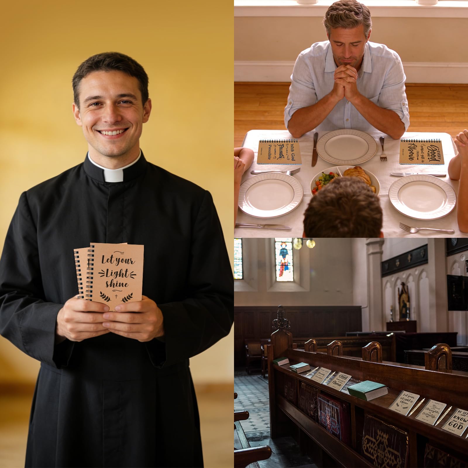 OSIMIG Set di 90 quaderni a spirale cristiani con penna a sfera e segnalibro; piccolo diario di preghiera; regali cristiani per membri della chiesa, gruppi di studio biblico e famiglie della chiesa