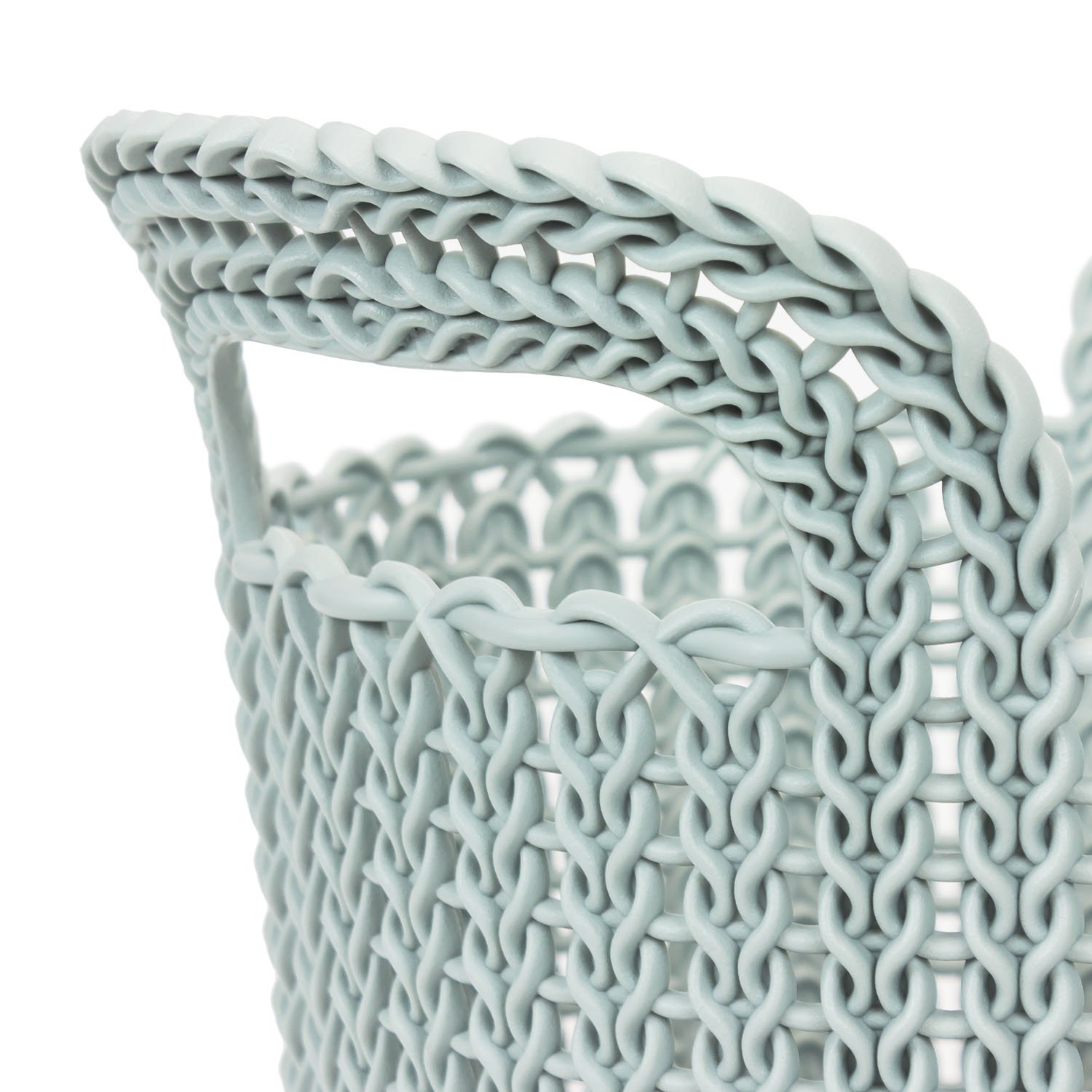 Curver 226386 Déco-Cesta Redonda Punto plástico, Color Azul/Gris, 23 x 19 x 18,5 cm, 3 L