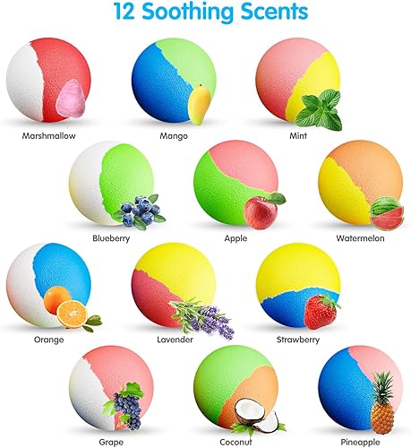 Miniatura 2 de Bombas de baño para niños con sorpresa en el interior para niñas y niños pequeños, paquete de 12 bombas de baño orgánicas para niños con juguetes