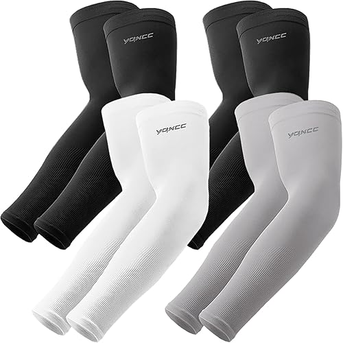 YQXCC 4 Pairs Arm Sleeves, Cooling UV Sun Protection Sports Compression Sleeves for Men Women, Golf Basketball Arm Sleeves