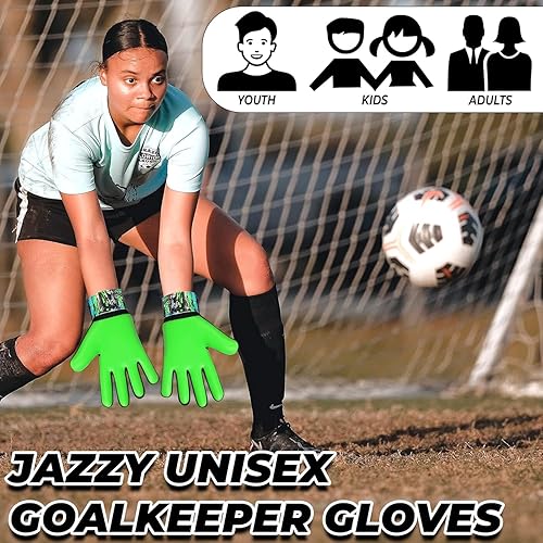 Miniatura 6 de Guantes de portero de fútbol para niños y jóvenes, guantes de portero de fútbol Funky antideslizantes de 0.157 pulgadas, palma de látex con agarre