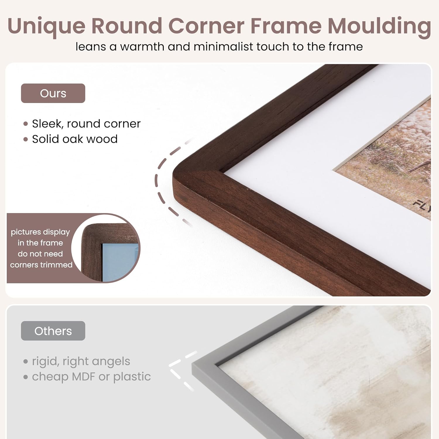 11x14 Picture Frame - Solid Walnut Wood Frame With Mat For 8x10, 11x14 Poster Frame, Plexiglas and Hanging Hardware Included, 11 By 14 Picture Frame Wood, Natural Walnut - Image 7
