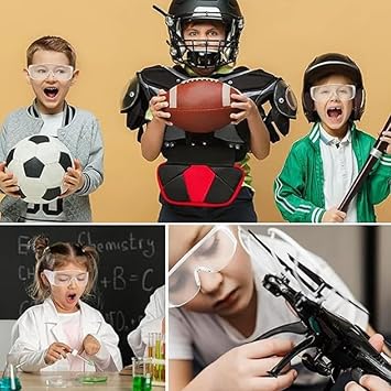 Safety Goggles, 6 Pack Kids Safety Glasses Children's Goggles Anti-Fog Glasses Protective Glasses Clear Eyewear Protective with Clear Thicker PC Lenses For Outdoor Activities