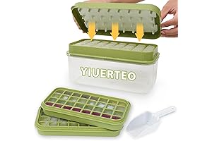 Compact Quadruple-Grid Ice Cube Storage Bin with Secure-Fit Lid