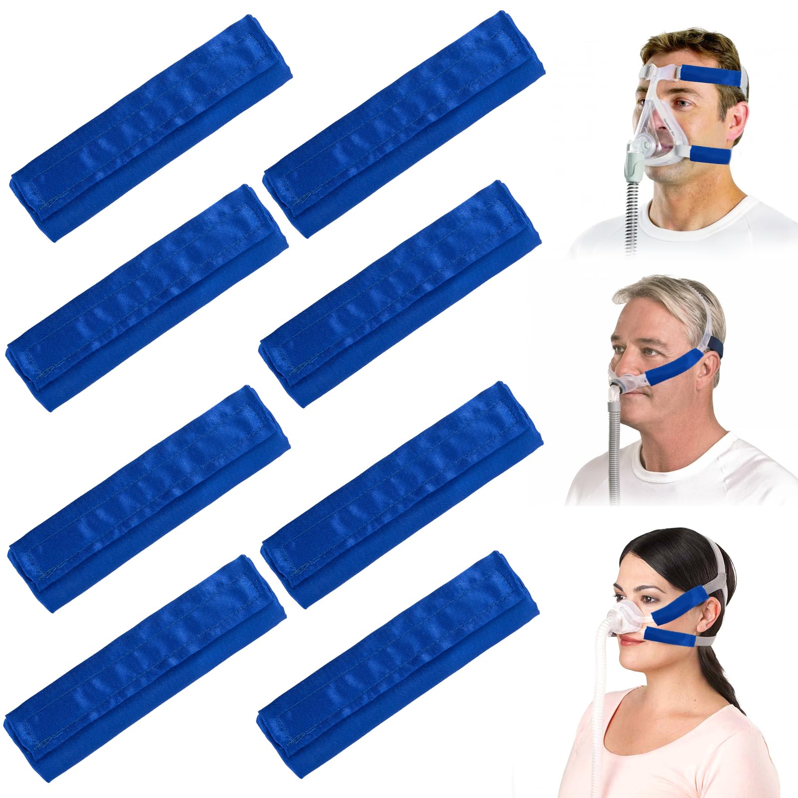 CPAP Strap Covers 8 Pack, Universal and Reusable Satin CPAP Strap Cushions, CPAP Face Cushion Strap Pads, CPAP Headgear Strap Covers for Reducing Red Marks