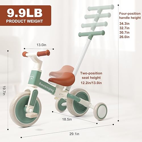 Miniatura 3 de Triciclo 6 en 1 para niños pequeños de 1 año, bicicleta de equilibrio convertible con pedales extraíbles, asiento ajustable, juguetes de bicicleta
