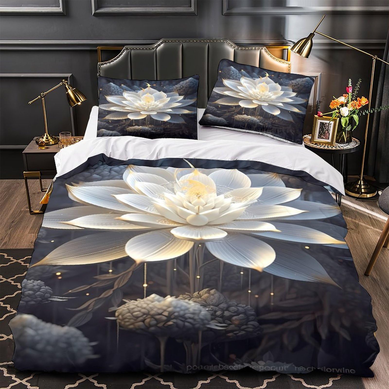 Housse de couette grues impression 3D tradition asiatique lit