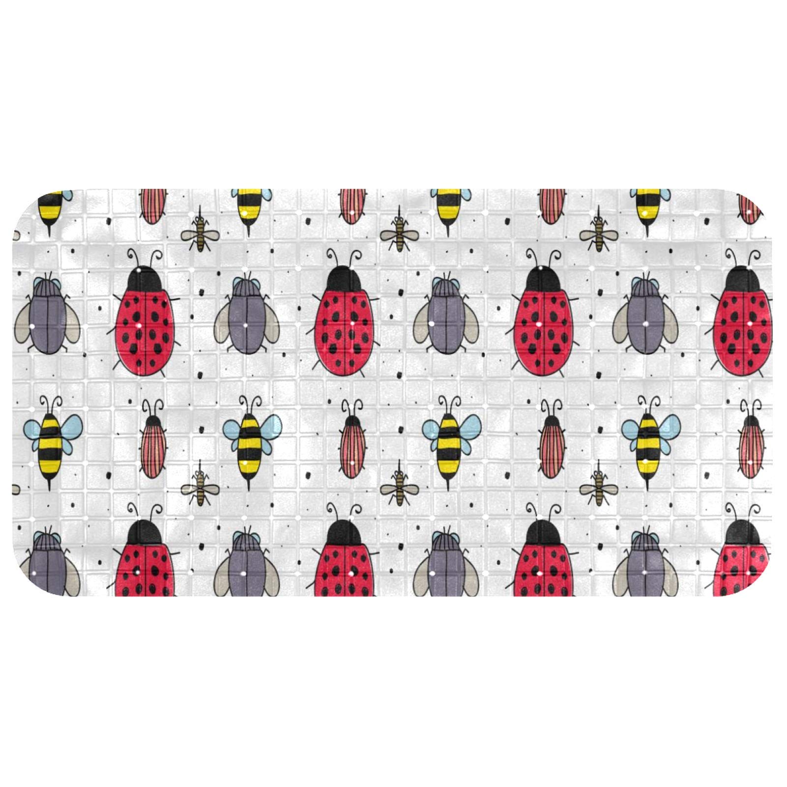 Tapis de bain antidérapant bébé PVC écologique Bennigiry motif insectes 37 x 68 cm