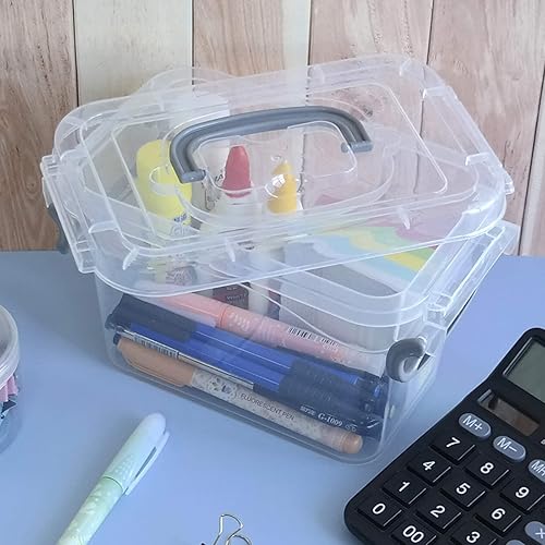 Miniatura 5 de Caja de almacenamiento de plástico de 1.8 L, paquete de 6 contenedores de almacenamiento transparentes con tapas