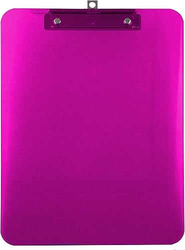 Miniatura 4 de Portapapeles Trade Quest de plástico transparente, de colores, tamaño carta, con clip (pack de 6 unidades), Rosado