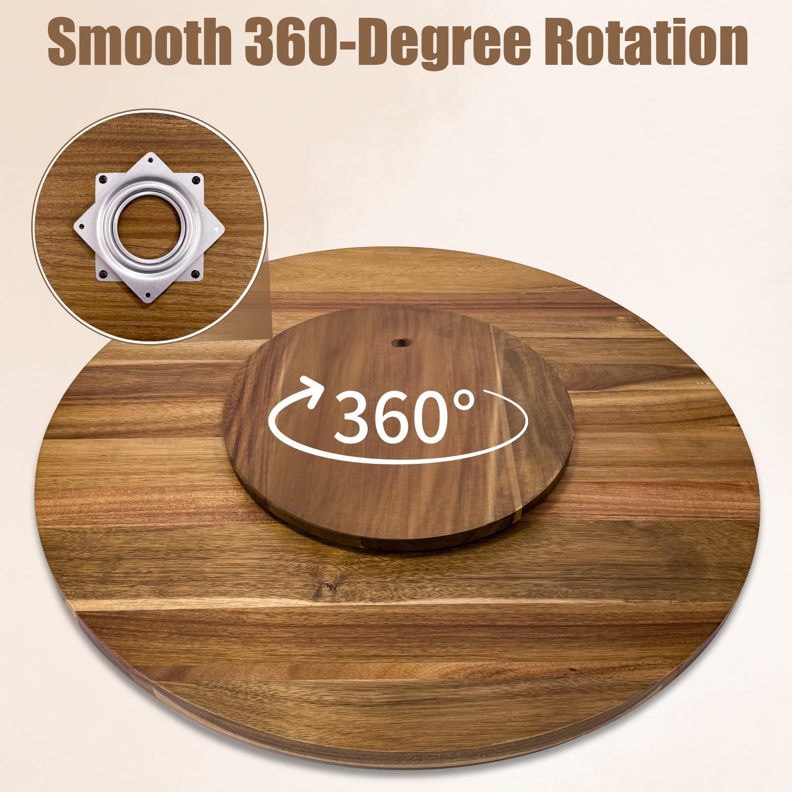 BIRDROCK HOME Elevated Lazy Susan | Rotating Acacia Wood