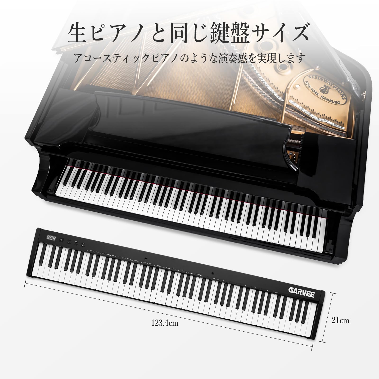 Amazon | BluFied 電子ピアノ ピアノスタンドセット キーボード 88鍵盤