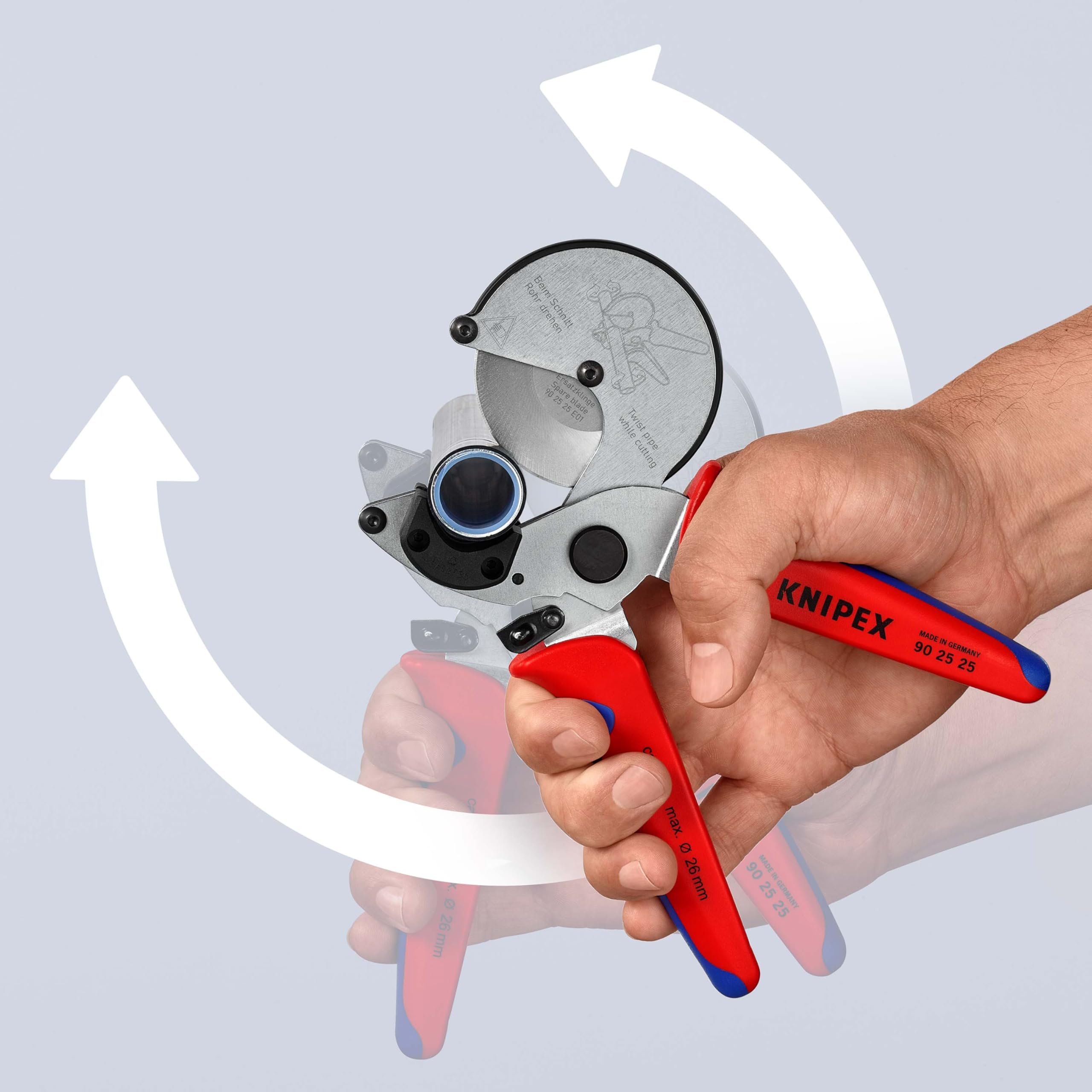 KNIPEX Cortatubos para tubos multicapa y de plástico cromado con mangos multicomponente 210 mm, 90 25 25