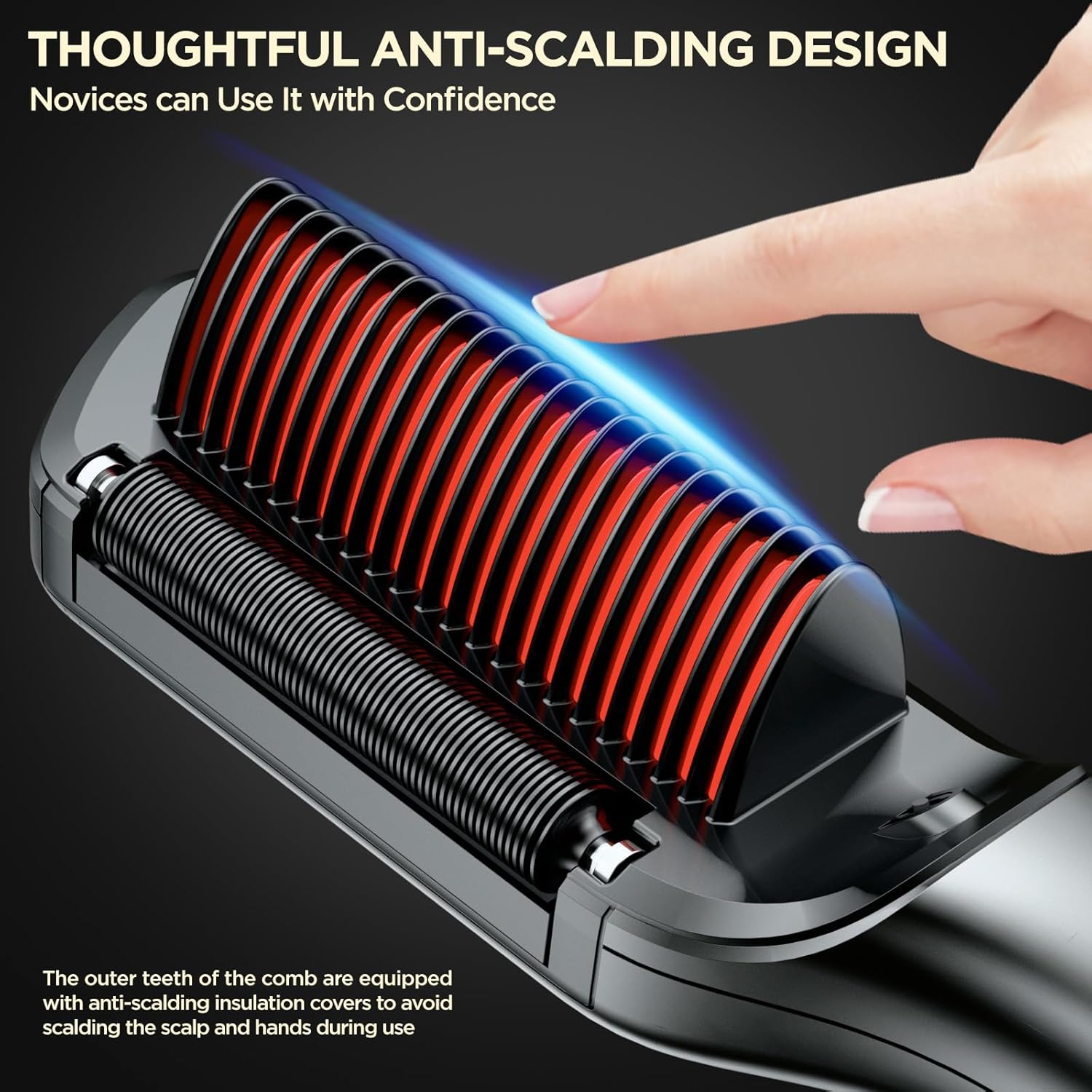 Hair Straightener Brush, Upgraded Ionic Hair Straightener Comb with Oil-Infused, Anti-Frizz Ceramic, Anti-Scald, 9 Temp Settings & LED Display, Dual Voltage, Straightening Brush for All Types - Image 6