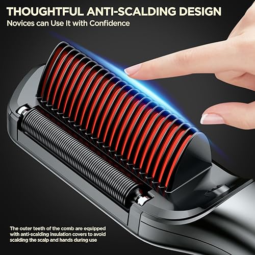 Miniatura 6 de Cepillo alisador de cabello, peine iónico mejorado con infusión de aceite, cerámica antiencrespamiento, antiquemaduras, 9 ajustes de temperatura y