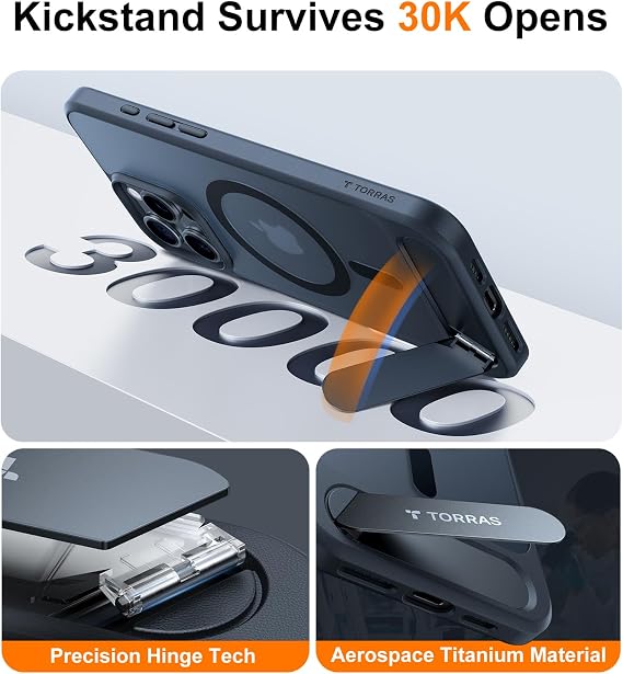 TORRAS Ostand L1 for iPhone 16 Pro Max Case - Integrated Stand - Black