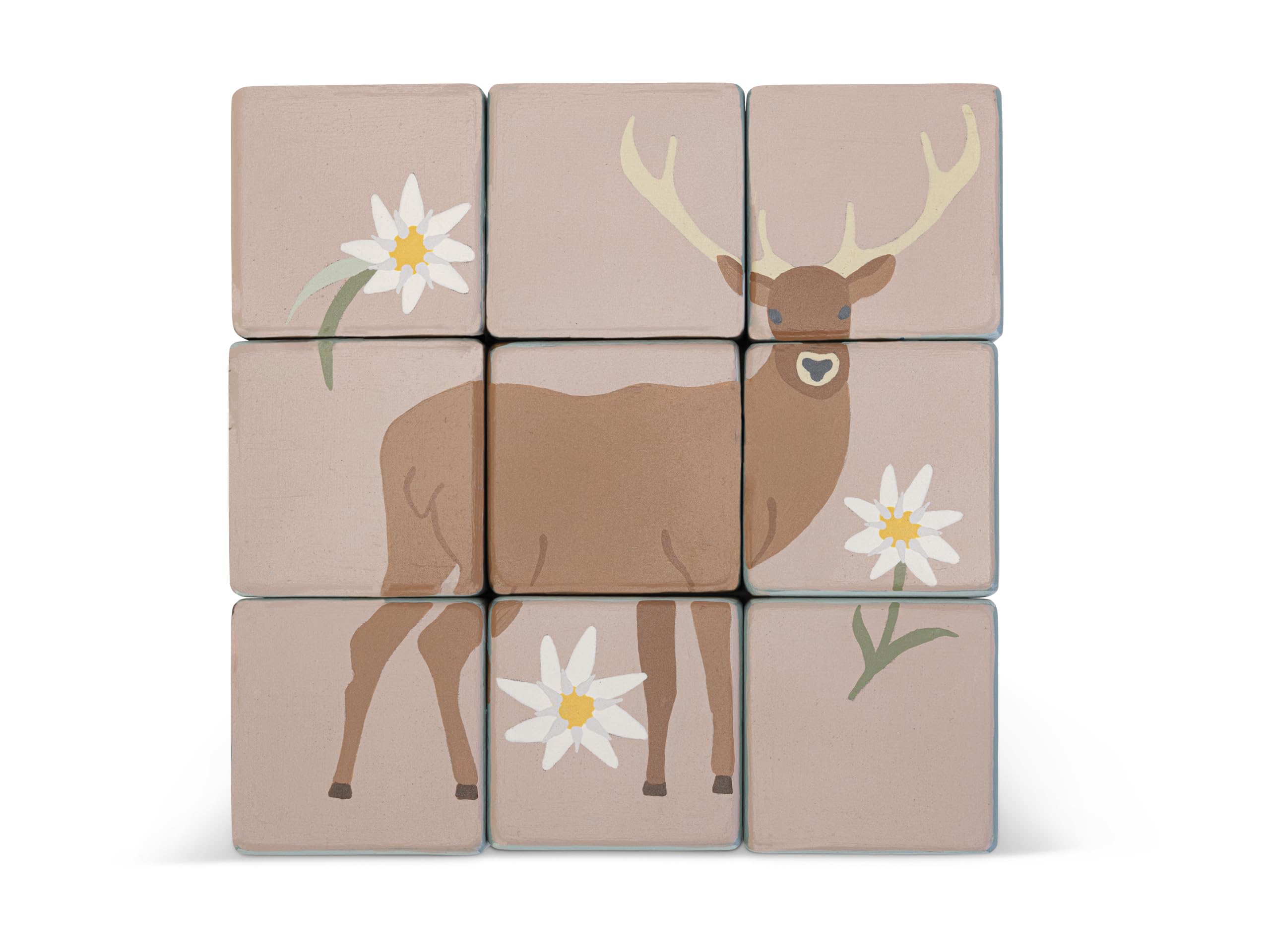 Sevi Puzzle Animaux des Dolomites Jeux et constructions en Bois pour Les Enfants à partir de Deux Ans | 19x6x19cm Nature | modèle 87857, Rose Rouge & 3XL