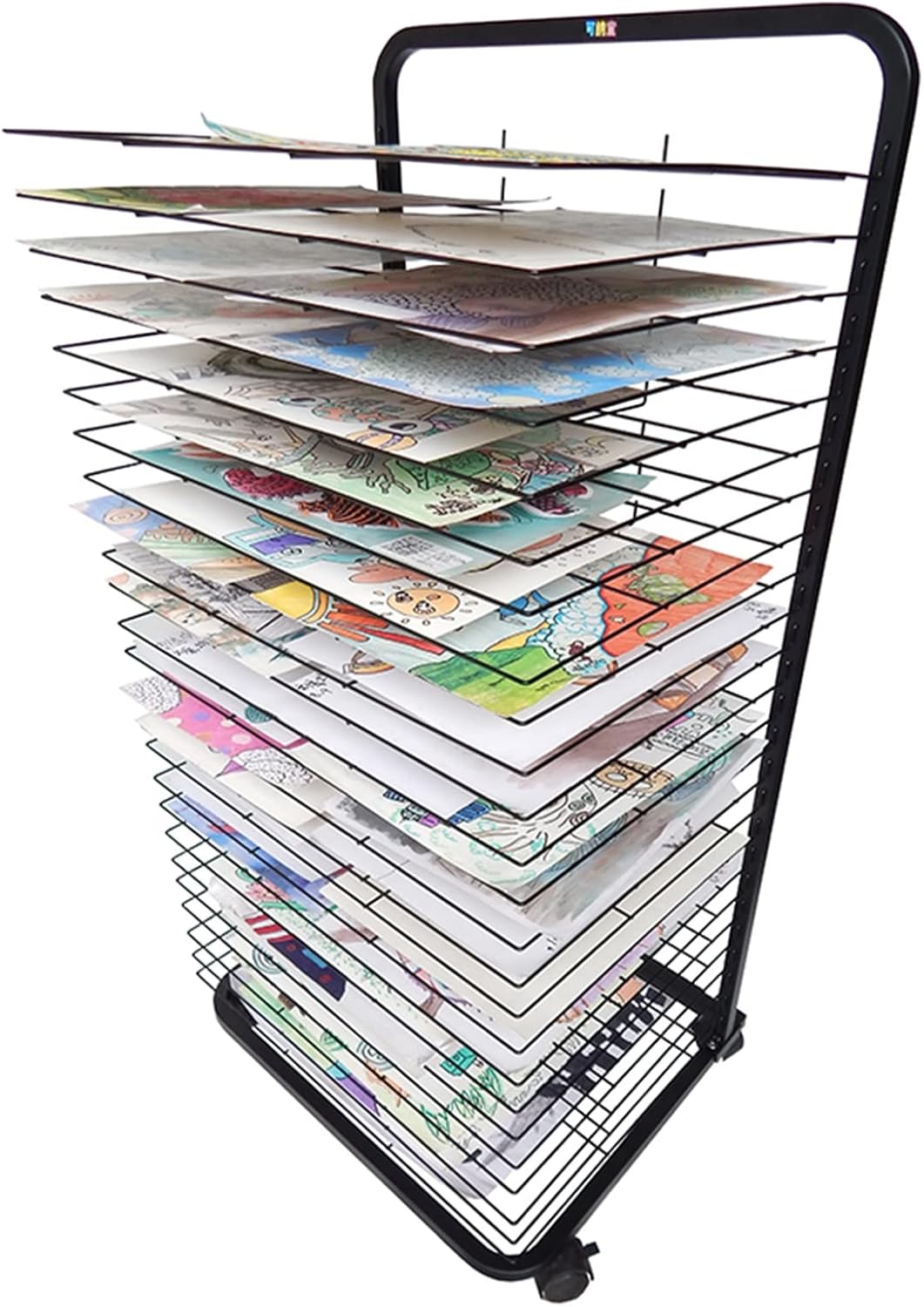 Art Drying Rack, Flexible Shelves, Mobile Classrooms, Art Studio, Solid Metal, Power Coated Design, Ideal for Schools and Art Clubs Print Racks (25 Layers
