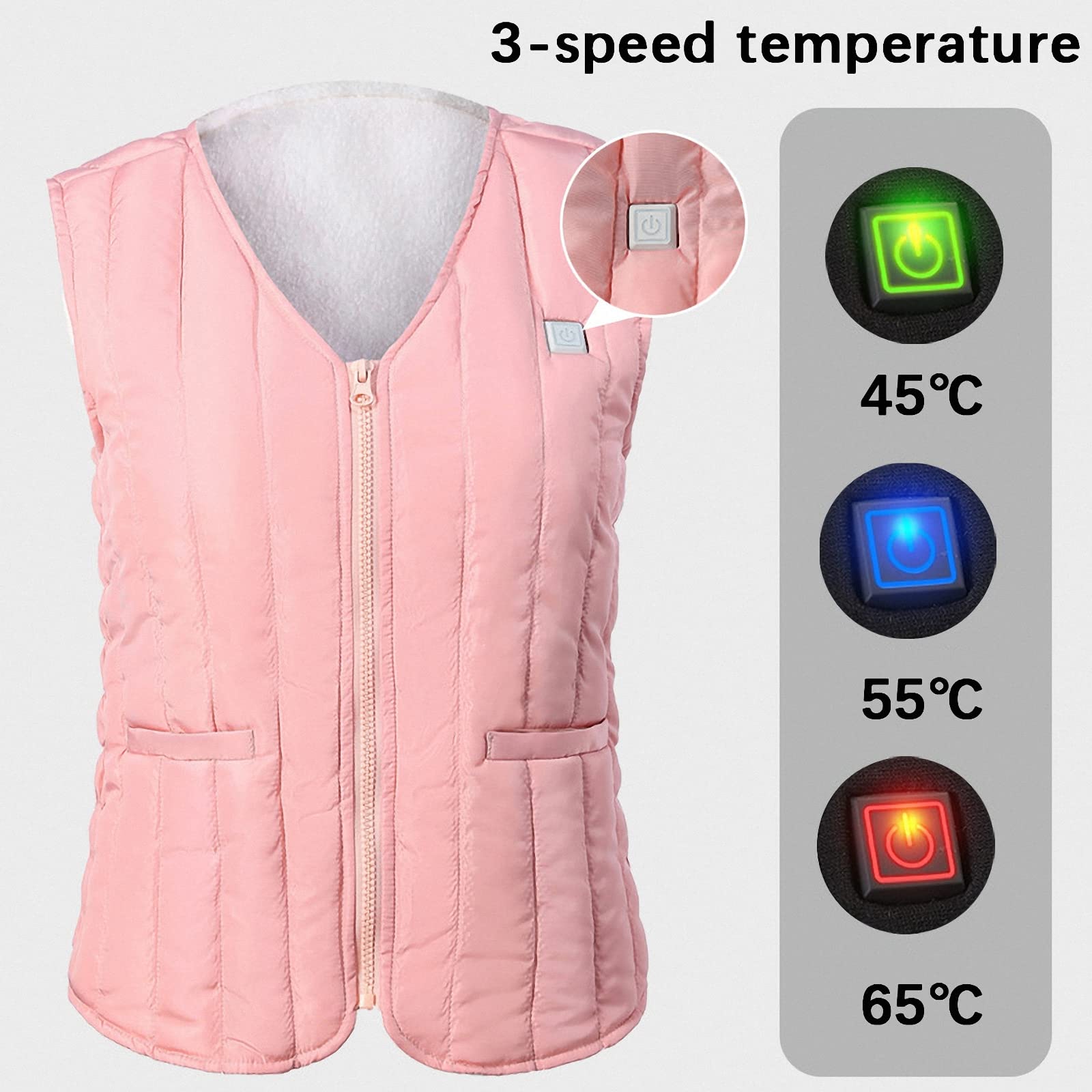 Gilet riscaldato elettrico USB intelligente per uomo e donna, scaldamuscoli riscaldato a 3 velocità autunno e inverno, gilet riscaldato caldo e confortevole lavabile