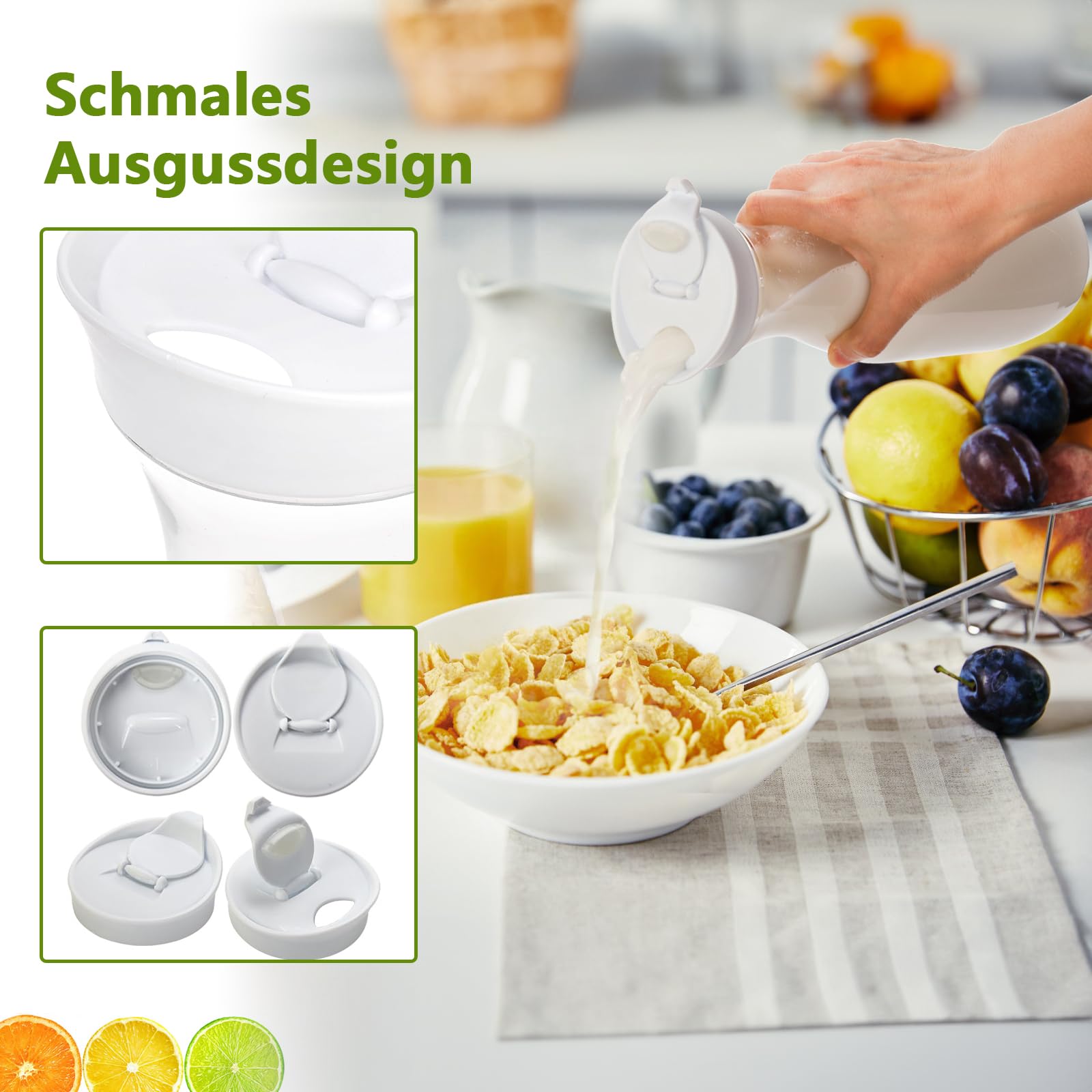 Brocche per Succhi, Caraffe per Acqua con Coperchio in Plastica da 1L, Limonata Caraffa per Acqua, Trasparente Succo Bottiglie, Brocche con Coperchio Ribaltabile, per Festa, Picnic