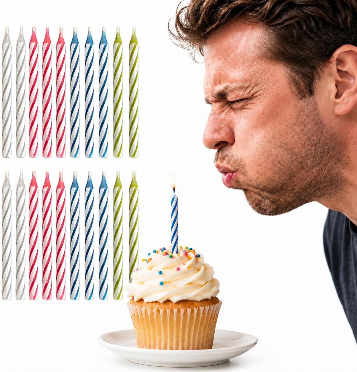 Trick Relighting Birthday Candles, Magic Self Relight Cake Candles, Prank Novelty Candle for Birthday and April Fools Day (20)