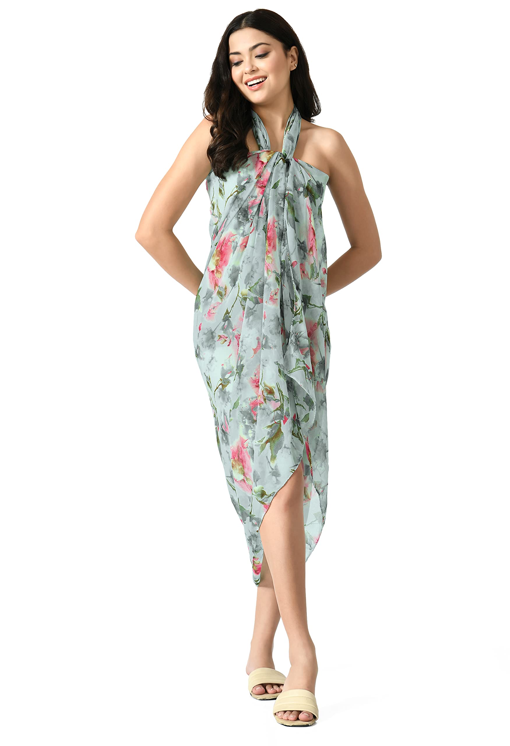 MIRCHI FASHIONWomen's Stylish Faux Georgette Floral Printed Summer Beachwear Coverup Wrap Sarongs