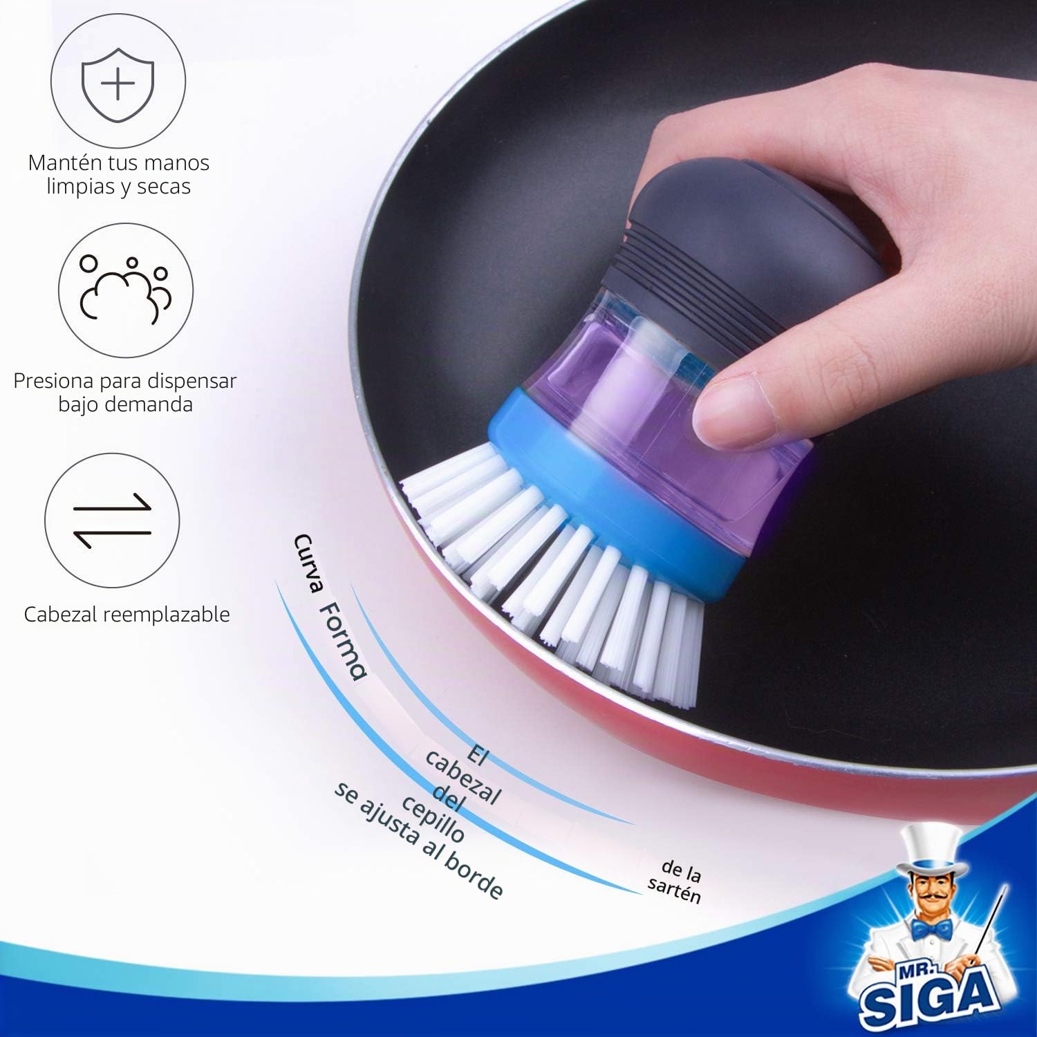 MR.SIGA Juego de Almacenamiento de Cepillo de Palma con Soporte para Limpieza de Fregadero