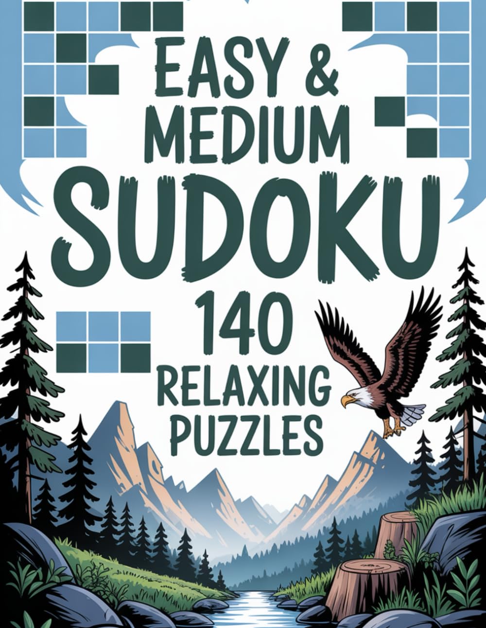 Easy & Medium Sudoku 140 Relaxing Puzzles: Gentle Activity Companion for Adults with Forest Atmosphere