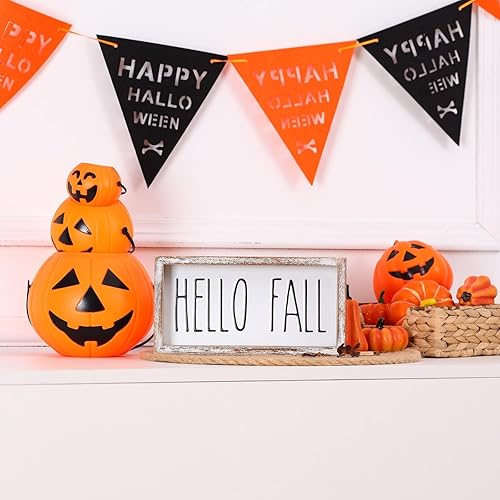Miniatura 6 de Decoración de otoño, letrero de bloque de Hello Fall para estante, repisa, mesa, decoración rústica de Acción de Gracias, decoración de bandeja