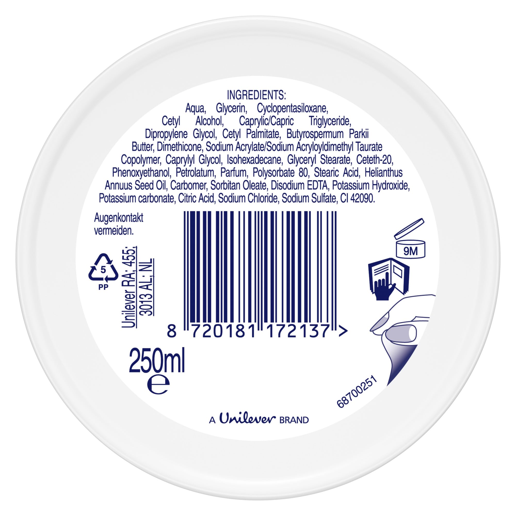 Dove Body Love One Cream Regenerierende Pflege Body Cream für Gesicht, Hände und Körper für trockene Haut 6 x 250 ml