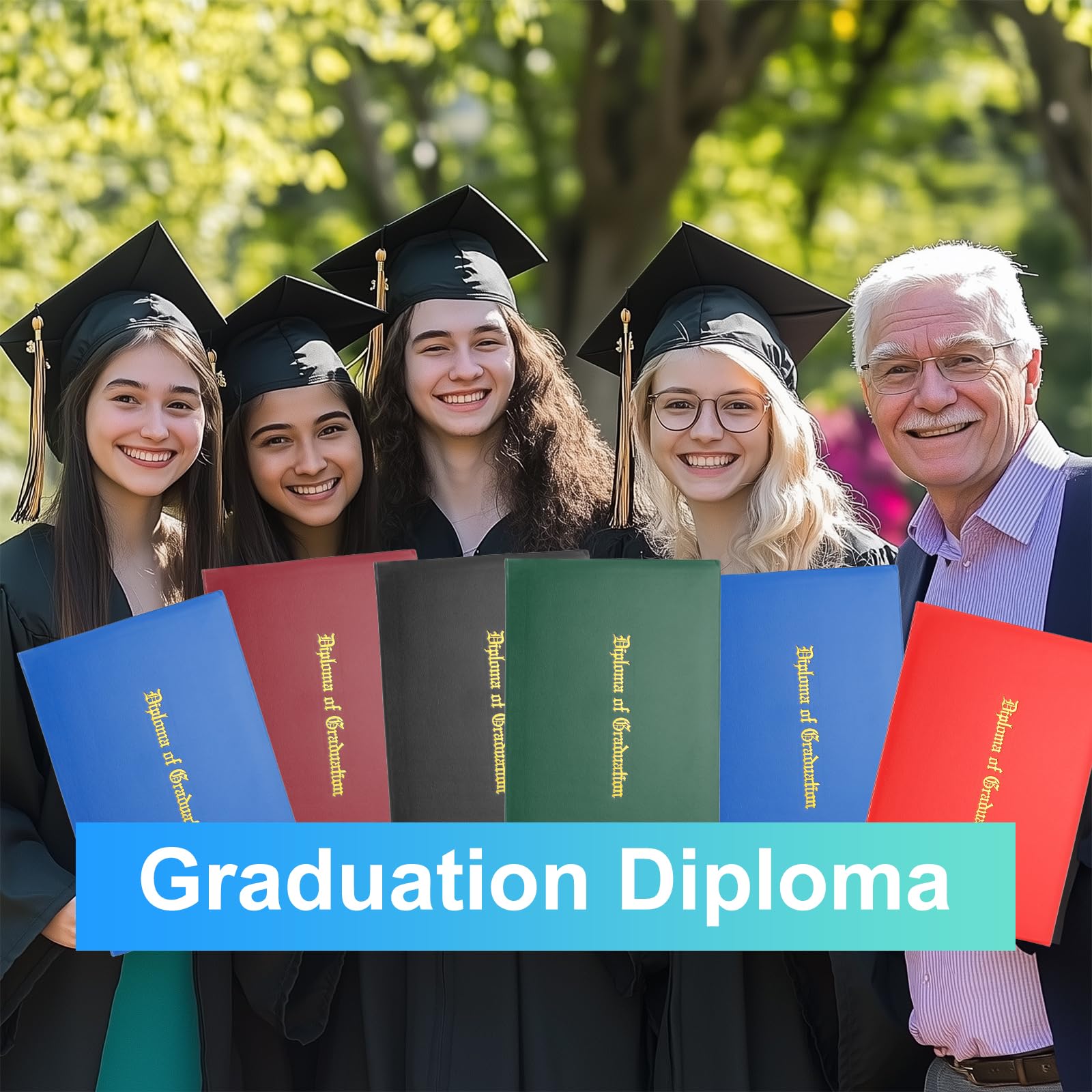 PATIKIL Portadocumentos Para Certificados 6 Unidades Para Papel 8.5x11" Graduación Diploma Imitación Cuero Impresión Oro Premio Reconocimiento Logro