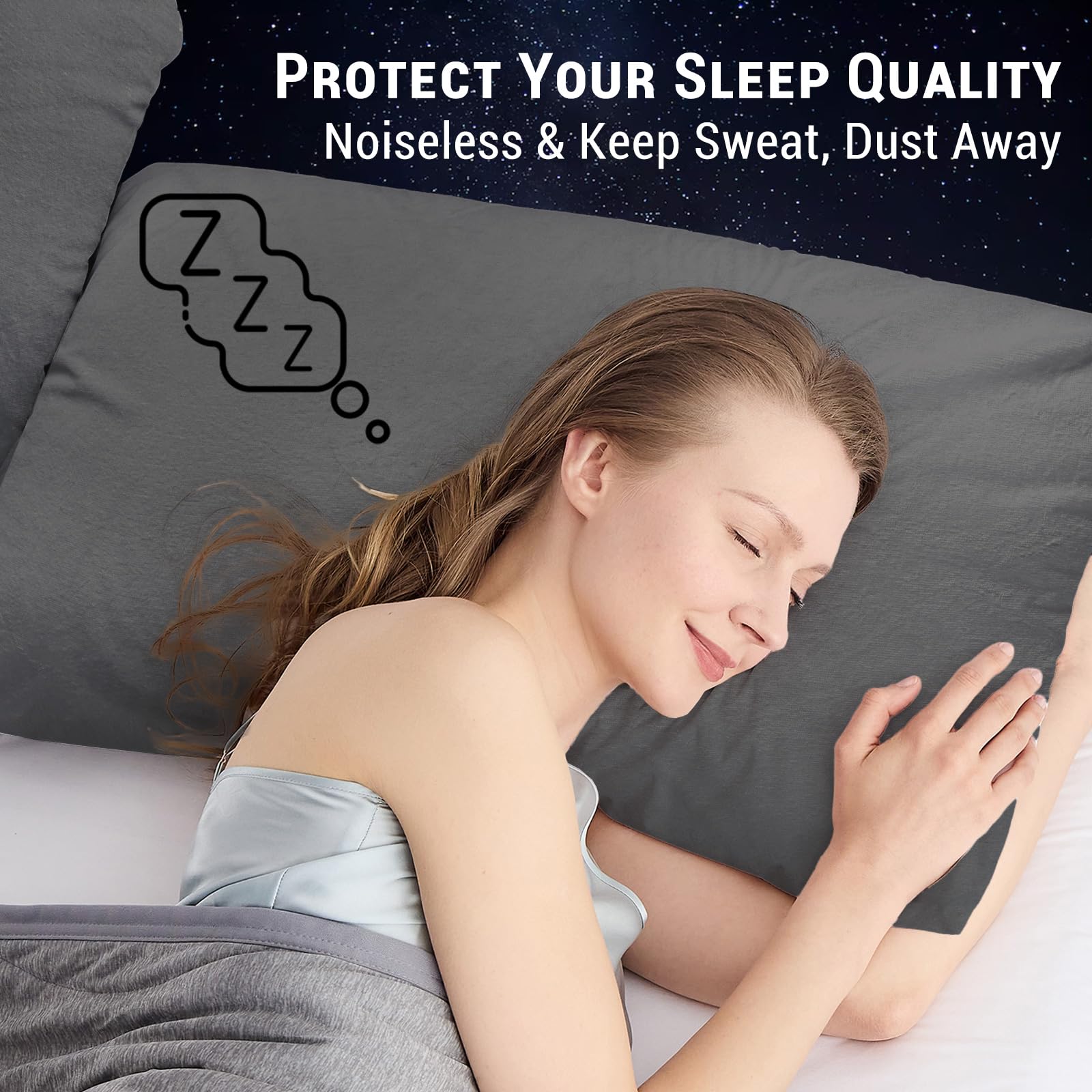 Gogreen Protector de almohada impermeable de rayón de bambú, funda de almohada transpirable, funda de almohada refrescante con cremallera, funda de almohada de rizo suave con cremallera (4 paquetes,