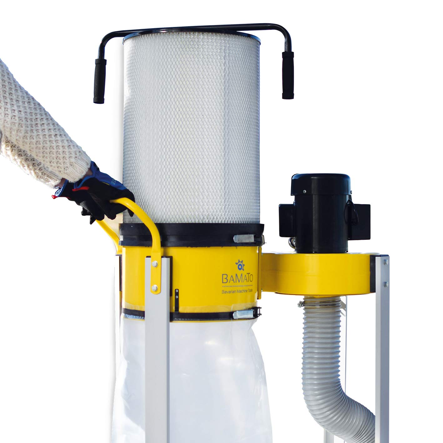 BAMATO Absauganlage AB-1500CF | inkl. Adapter Set und Feinstaubfilter | 230V Anschluss | 750 W Motorleistung | 1500 m³/h Absaugleistung | Absaugung Werkstatt Holz