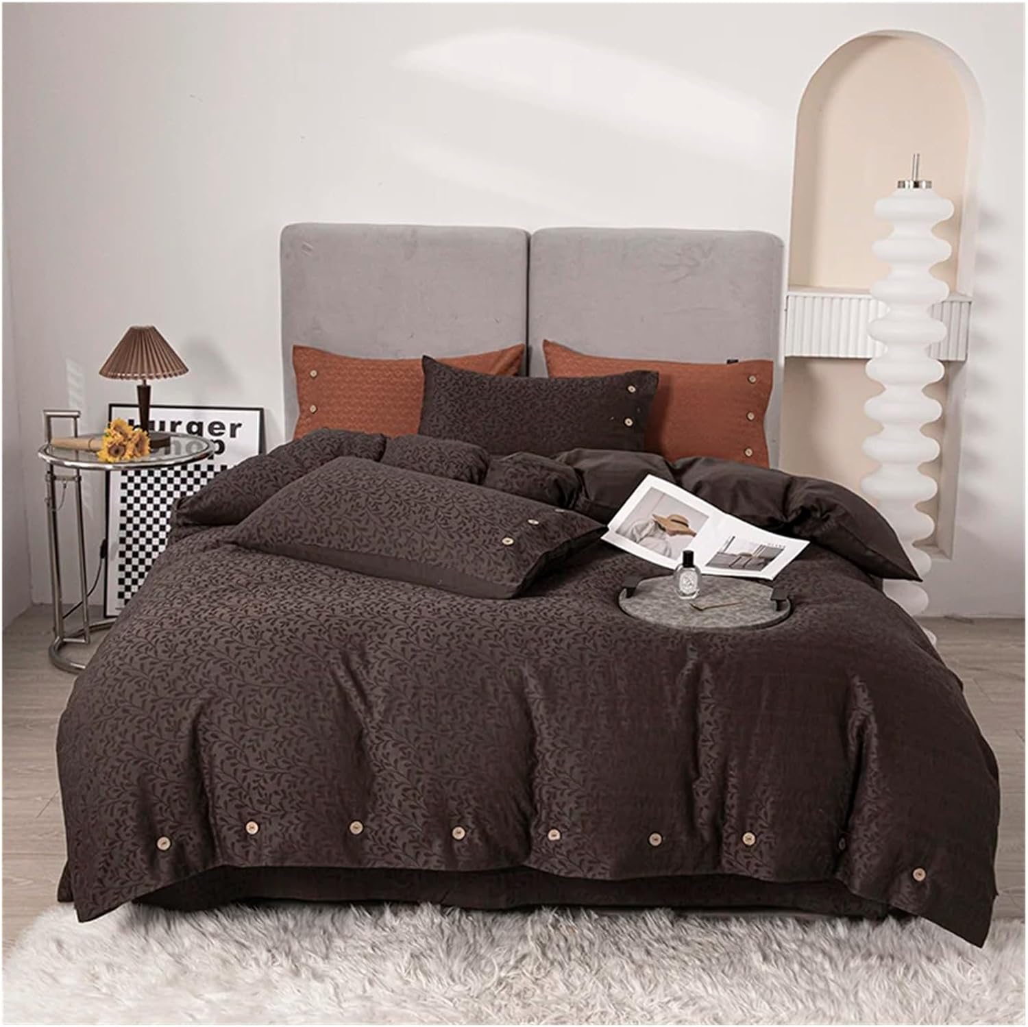 Washed Cotton Bedding Set Jacquard Bed Linens Quilt Duvet Cover Pillowcase King Size Flat Sheet,Bed