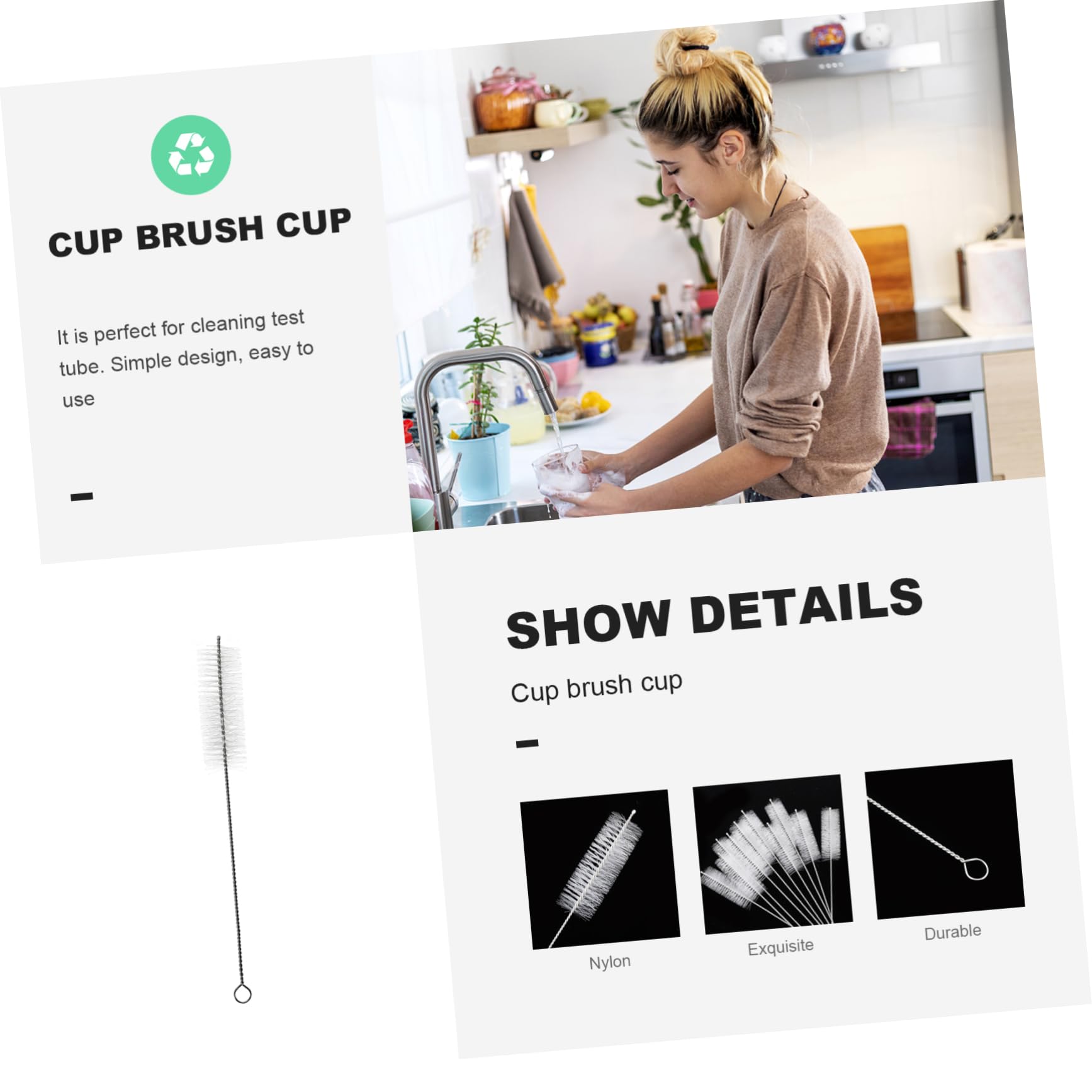 FRCOLOR Metal Straw 20 Pcs Cleaning Brush Stainless Steel Straw Brush Clean Sample Vial Brush Tube Washing Brush Tube Bottle Brush Household Straw Cleaners Long Tube Small Brush Nylon